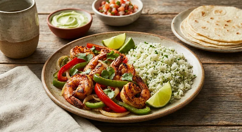 Shrimp Fajitas with Peppers & Cilantro-Lime Rice