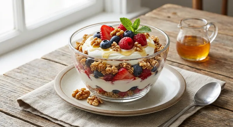 Greek Yogurt Berry Parfait with Granola & Walnuts