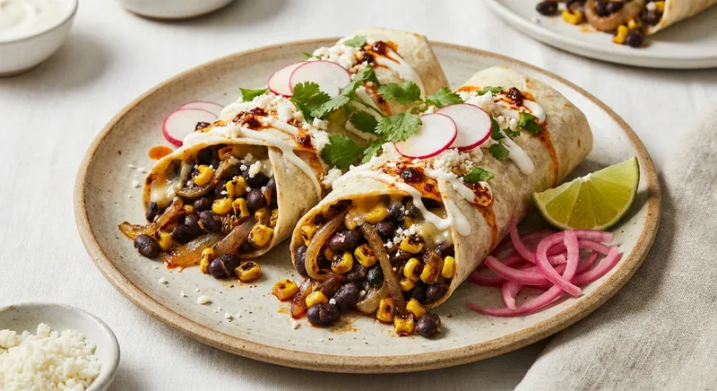 Smoky Pan-Spiced Bean Burritos