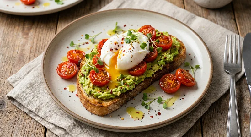 Avocado Toast with Poached Egg & Cherry Tomatoes