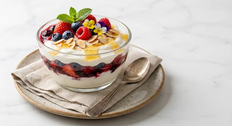 Greek Yogurt Berry Parfait with Almonds & Honey