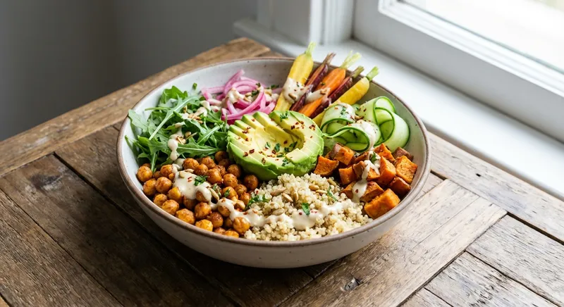 Roasted Chickpea & Quinoa Buddha Bowl with Tahini-Lemon Dressing
