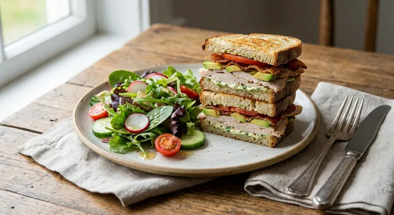 Turkey & Avocado Sandwich with Mixed Green Salad