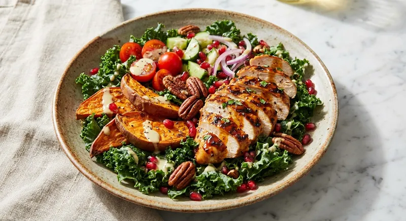 Grilled Chicken, Roasted Sweet Potato & Kale Salad