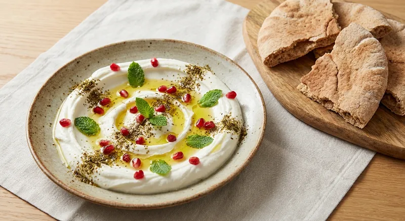 Middle-Eastern Labneh Bowl with Za'atar & Whole-Wheat Pita
