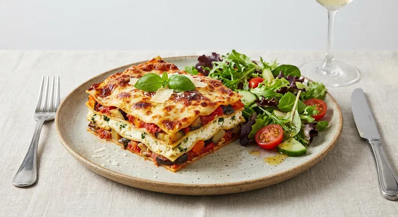Vegetable Lasagna with Mixed Side Salad