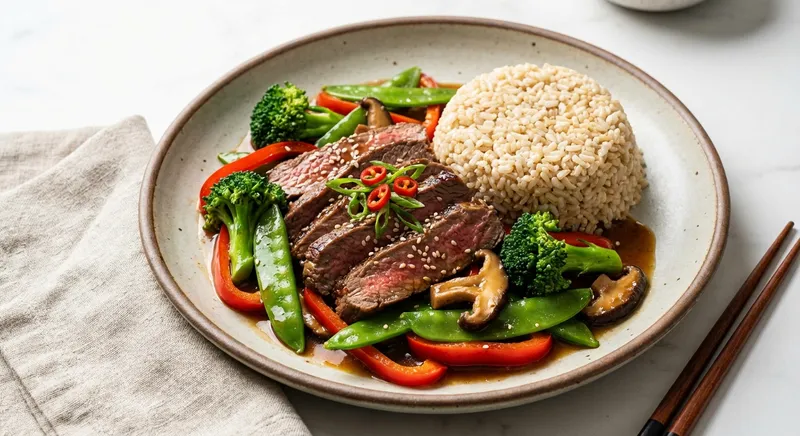 Beef & Vegetable Stir-Fry with Brown Rice