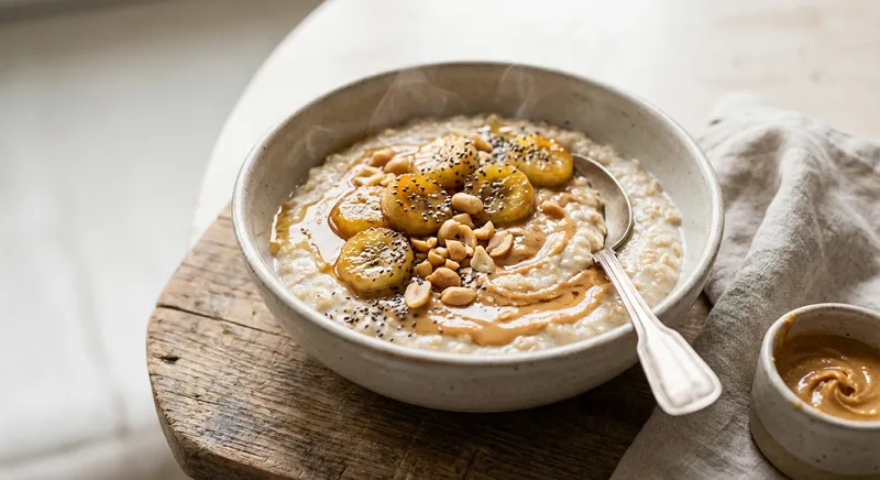 Quick Oatmeal with Banana & Peanut Butter