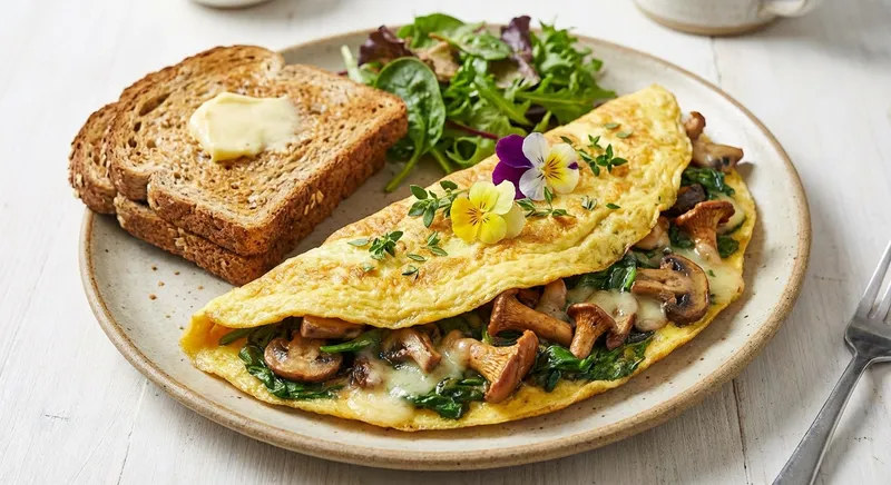 Spinach & Mushroom Omelette with Whole-Grain Toast