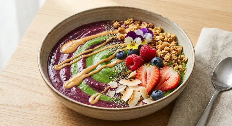 Berry-Spinach Smoothie Bowl with Peanut Butter & Granola
