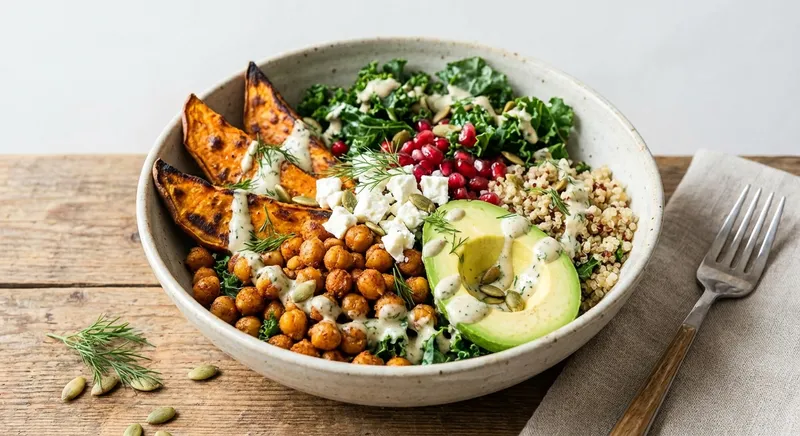 Roasted Sweet Potato & Chickpea Salad Bowl