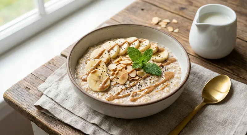 Overnight Oats with Almonds and Bananas