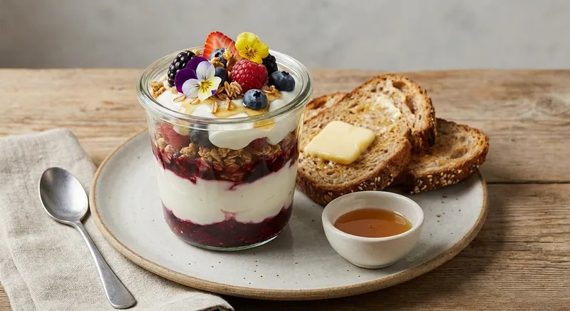 Greek Yogurt & Berry Parfait with Whole-Grain Toast
