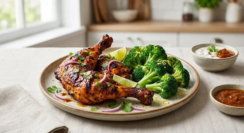 Tandoori Chicken with Steamed Broccoli