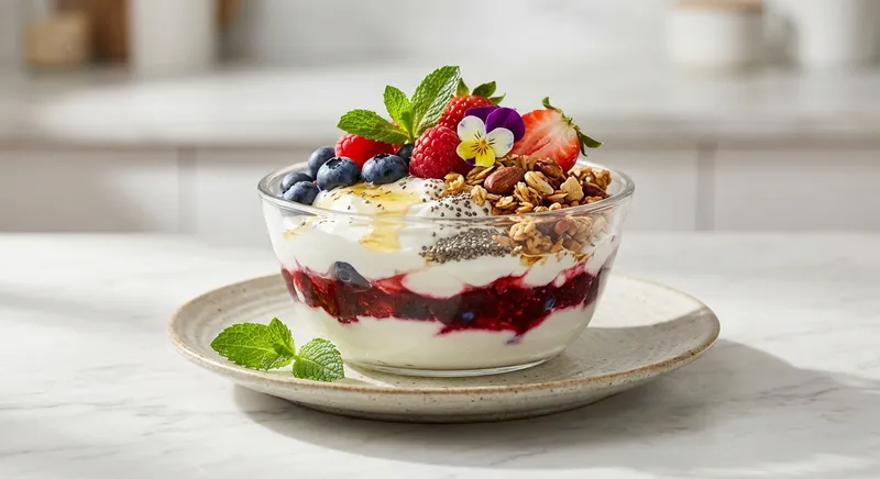 Greek Yogurt & Berry Parfait with Granola and Chia