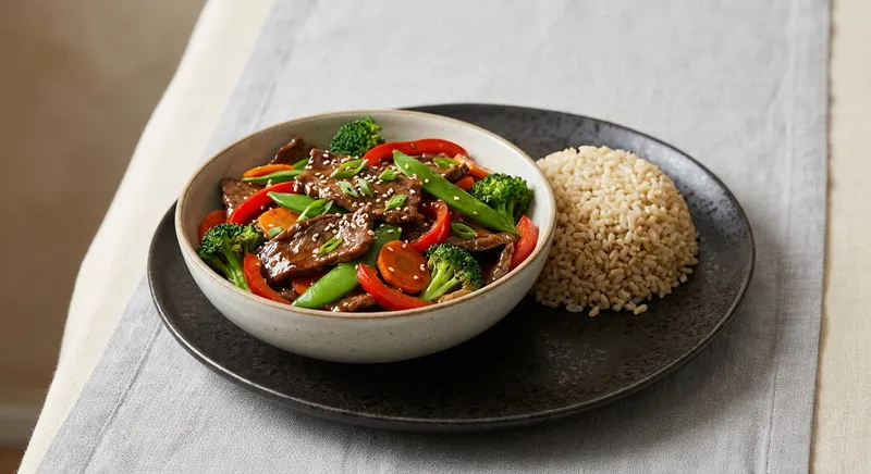 Beef & Vegetable Stir-Fry with Brown Rice