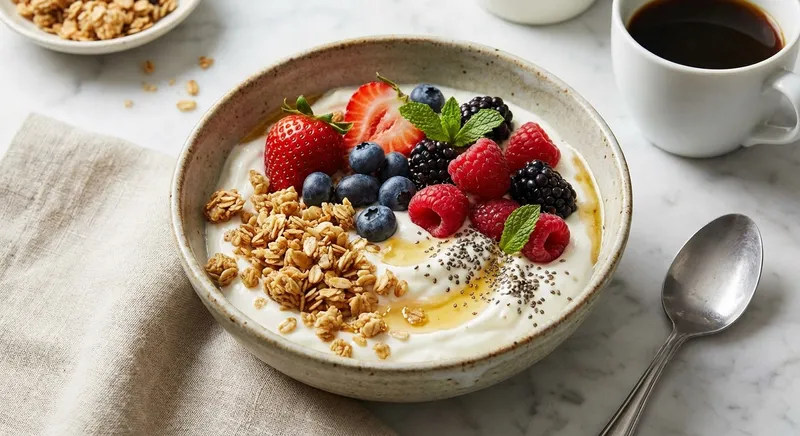 Greek Yogurt Berry Bowl with Granola & Chia