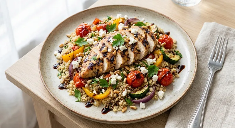 Grilled Chicken & Quinoa Salad with Roasted Veggies