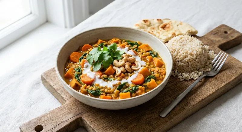 Hearty Lentil & Vegetable Curry with Brown Rice
