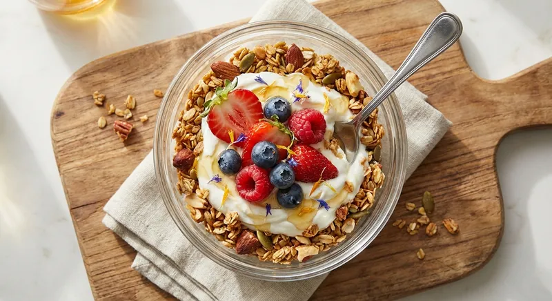 Greek Yogurt Parfait with Granola & Berries (Café-style)
