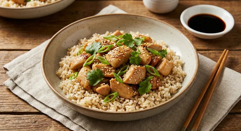 Garlic-Ginger Chicken Stir-Fry with Brown Rice