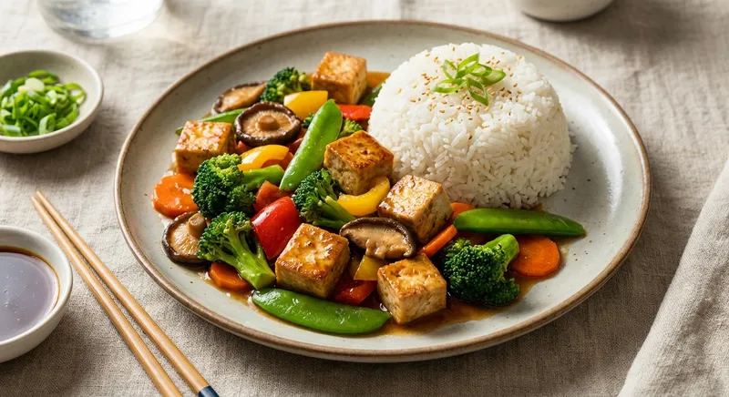 Tofu Stir-Fry with Mixed Vegetables & Jasmine Rice