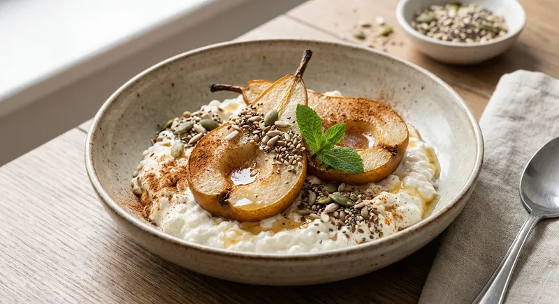 Cottage Cheese with Pear & Cinnamon (Seed Topping)