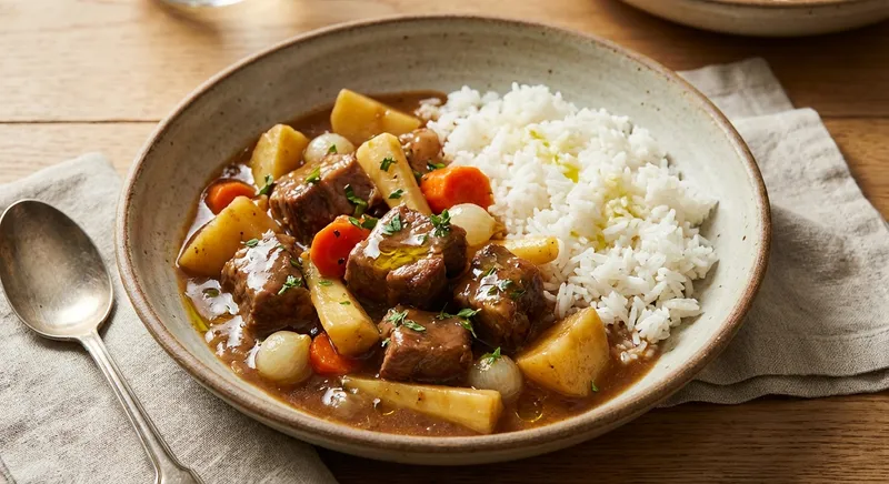 Hearty Pork and Vegetable Stew with Rice