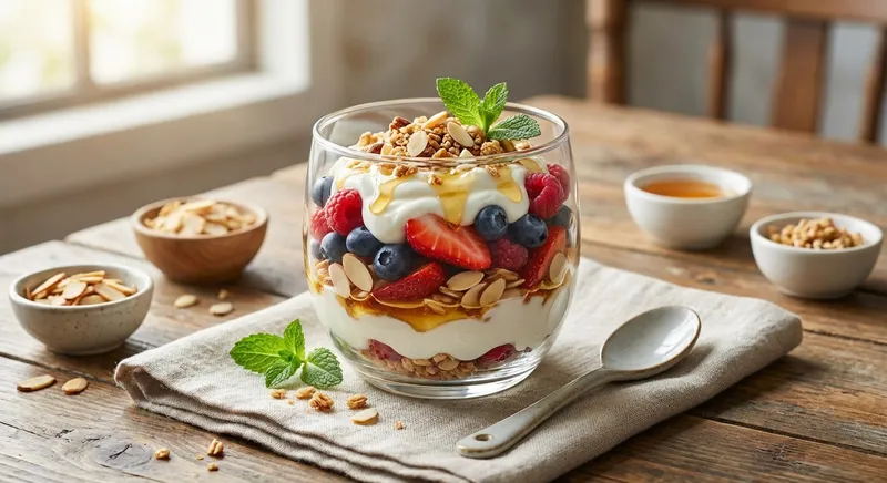 Gluten-Free Greek Yogurt Parfait with Honey, Berries, and Almonds