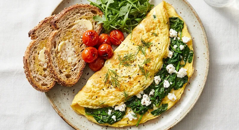Spinach & Feta Omelette with Whole-Grain Toast