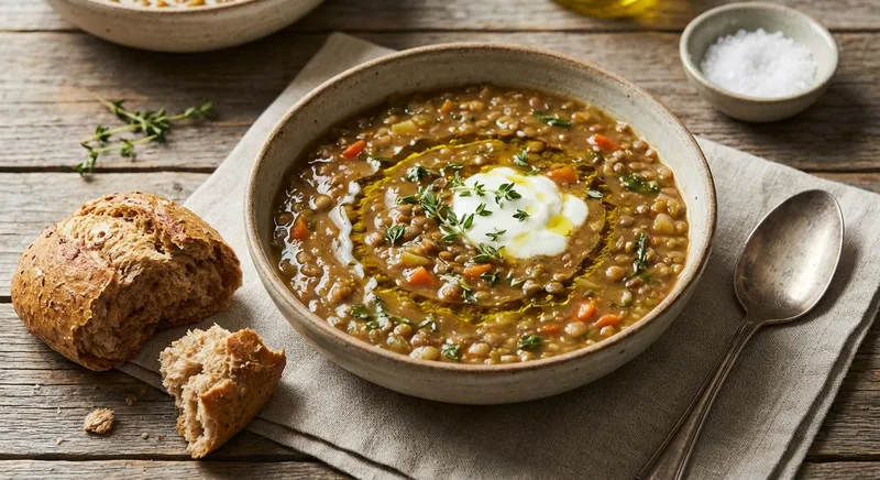 Hearty Lentil Soup with Whole-Grain Roll