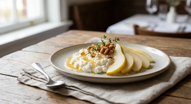 Cottage Cheese with Pear, Honey & Toasted Walnuts