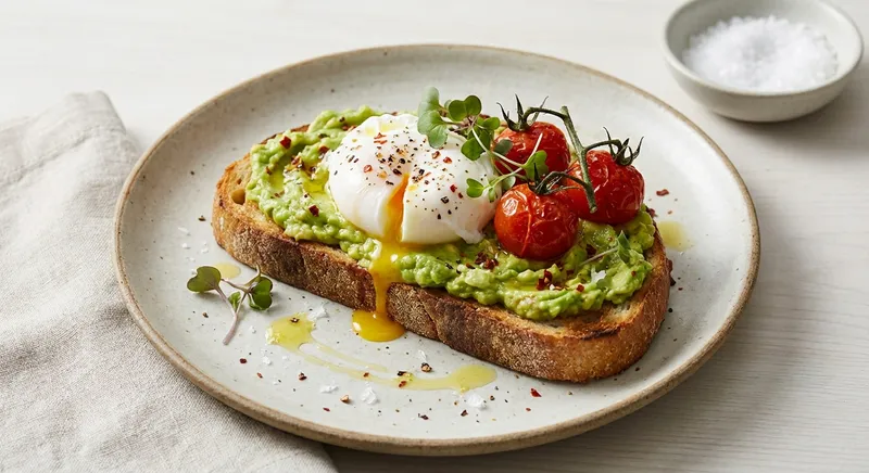 Avocado Toast with Poached Egg & Cherry Tomatoes