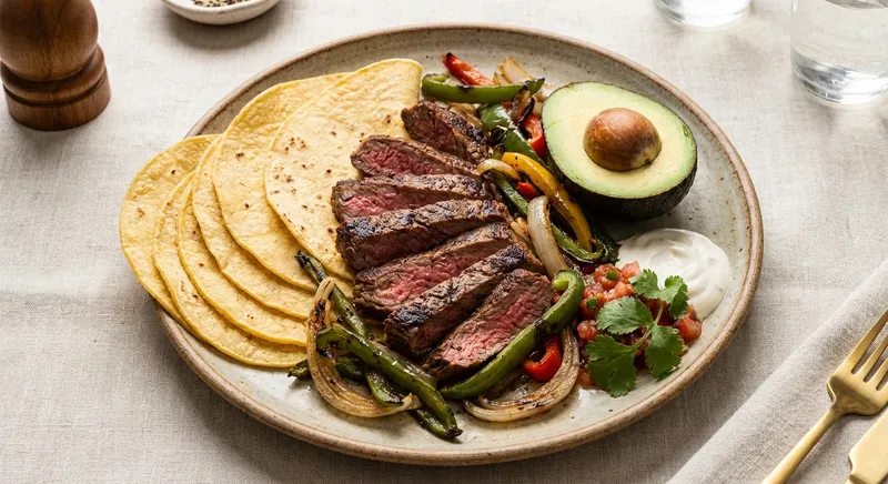 Beef Fajitas with Corn Tortillas & Avocado
