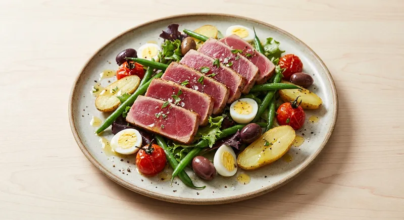 Seared Ahi Tuna Niçoise-Style Salad with Warm Fingerling Potatoes
