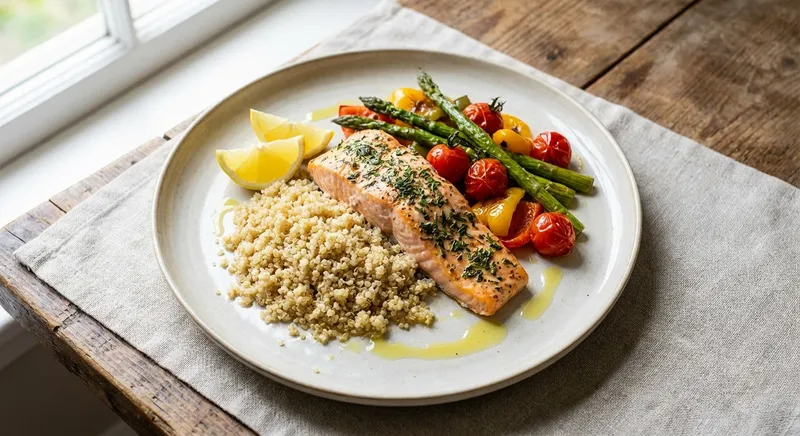 Baked Salmon with Quinoa and Roasted Vegetables