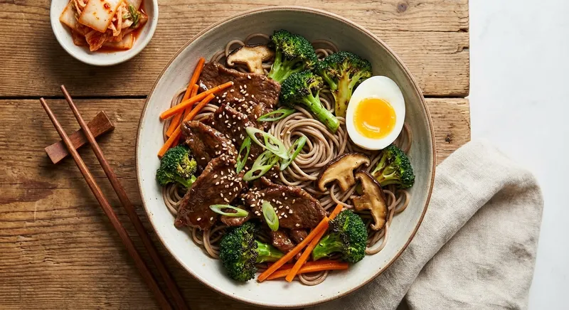 Korean-Style Bulgogi Beef Stir‑Fry with Soba Noodles & Broccoli