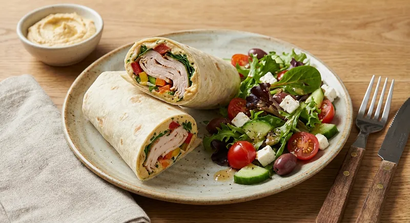 Turkey & Hummus Wrap with Side Salad