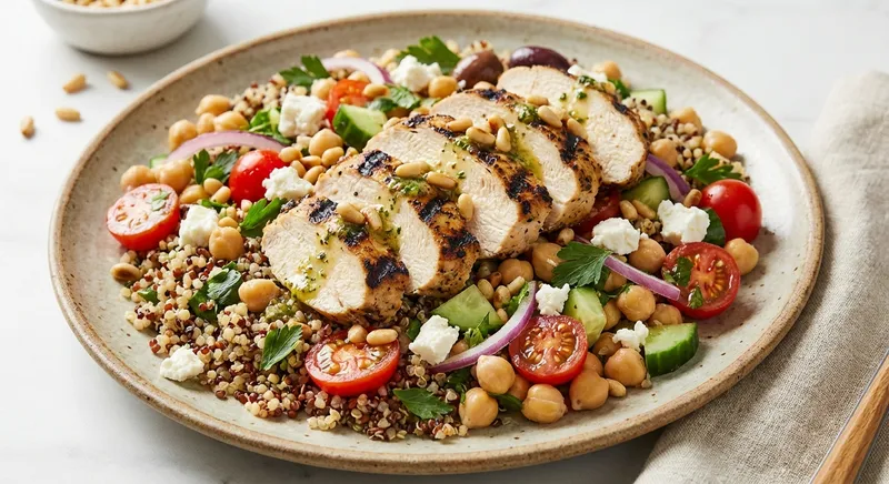 Grilled Chicken & Quinoa Salad with Chickpeas and Feta