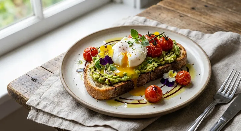 Avocado Toast with Poached Egg & Cherry Tomatoes