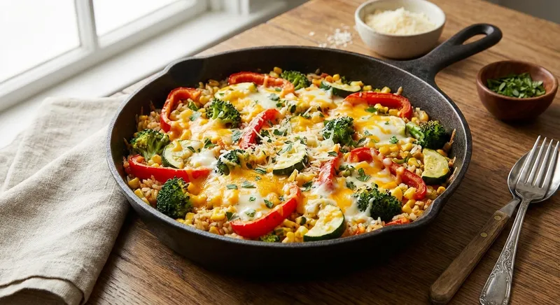 Cheesy Vegetable Rice Skillet