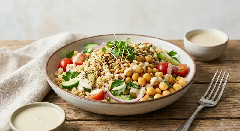 Quinoa and Chickpea Salad with Lemon-Tahini Dressing