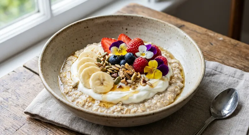 Overnight Oats with Greek Yogurt, Banana & Berries