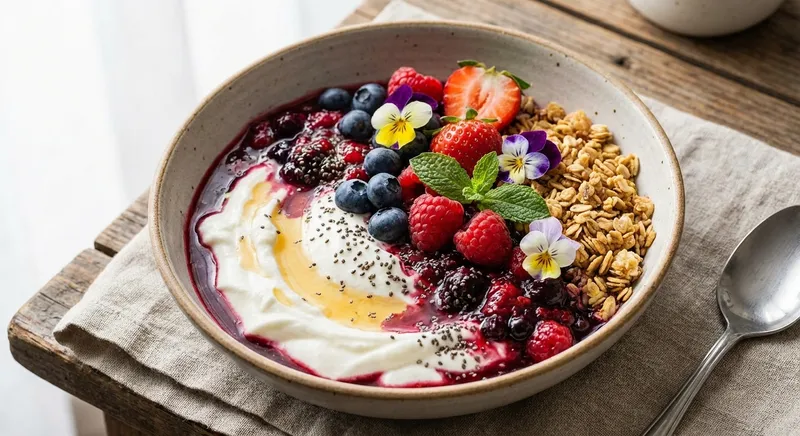 Greek Yogurt Berry Bowl with Granola & Chia