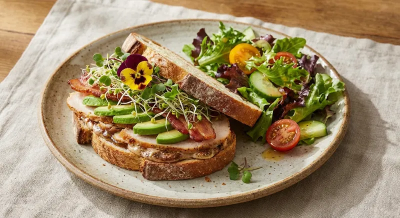 Turkey & Avocado Sandwich with Mixed-Leaf Side Salad