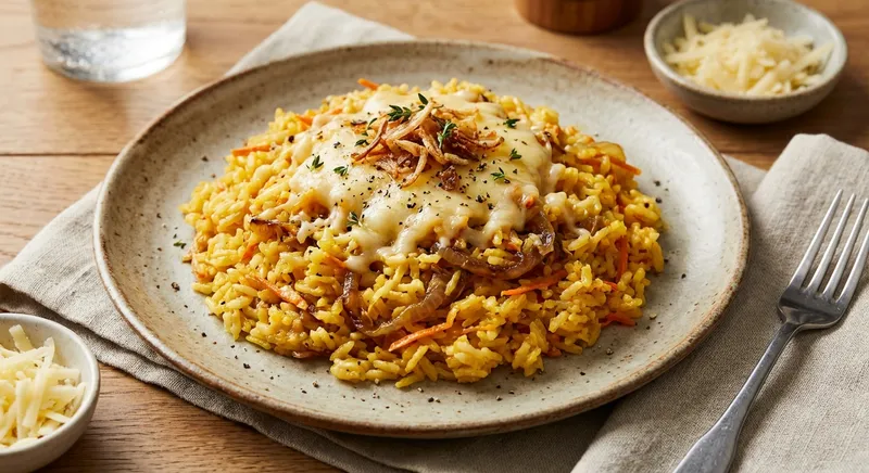 Cheesy Carrot & Onion Rice