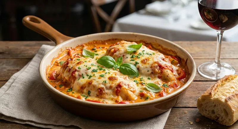 Creamy Tomato & Pepper Chicken with Melted Cheeses