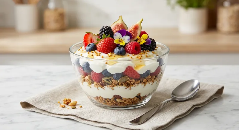 Greek Yogurt Parfait with Granola & Berries