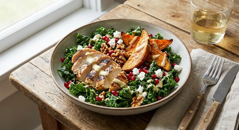 Grilled Chicken, Roasted Sweet Potato & Kale Salad