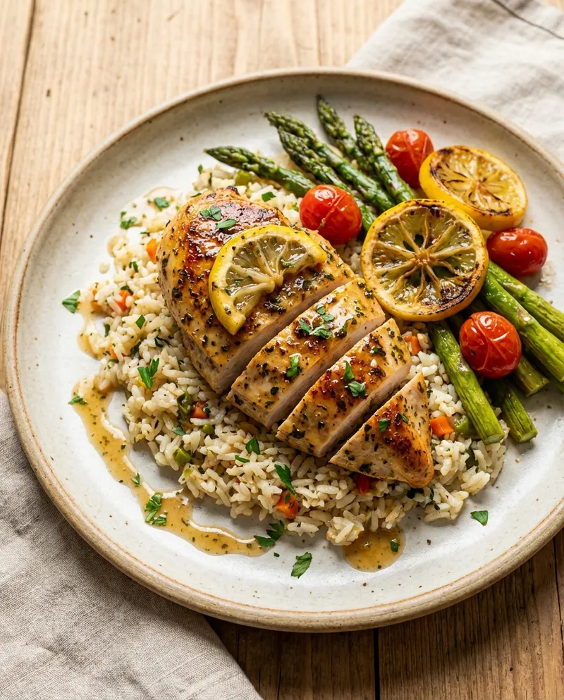 Lemon Herb Chicken with Savory Rice